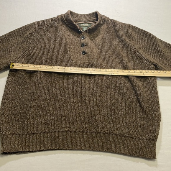 Eddie Bauer Men’s XXL 1/4 Button Pullover Thick Knit Sweater Brown. Pre-Owned. - Picture 3 of 7